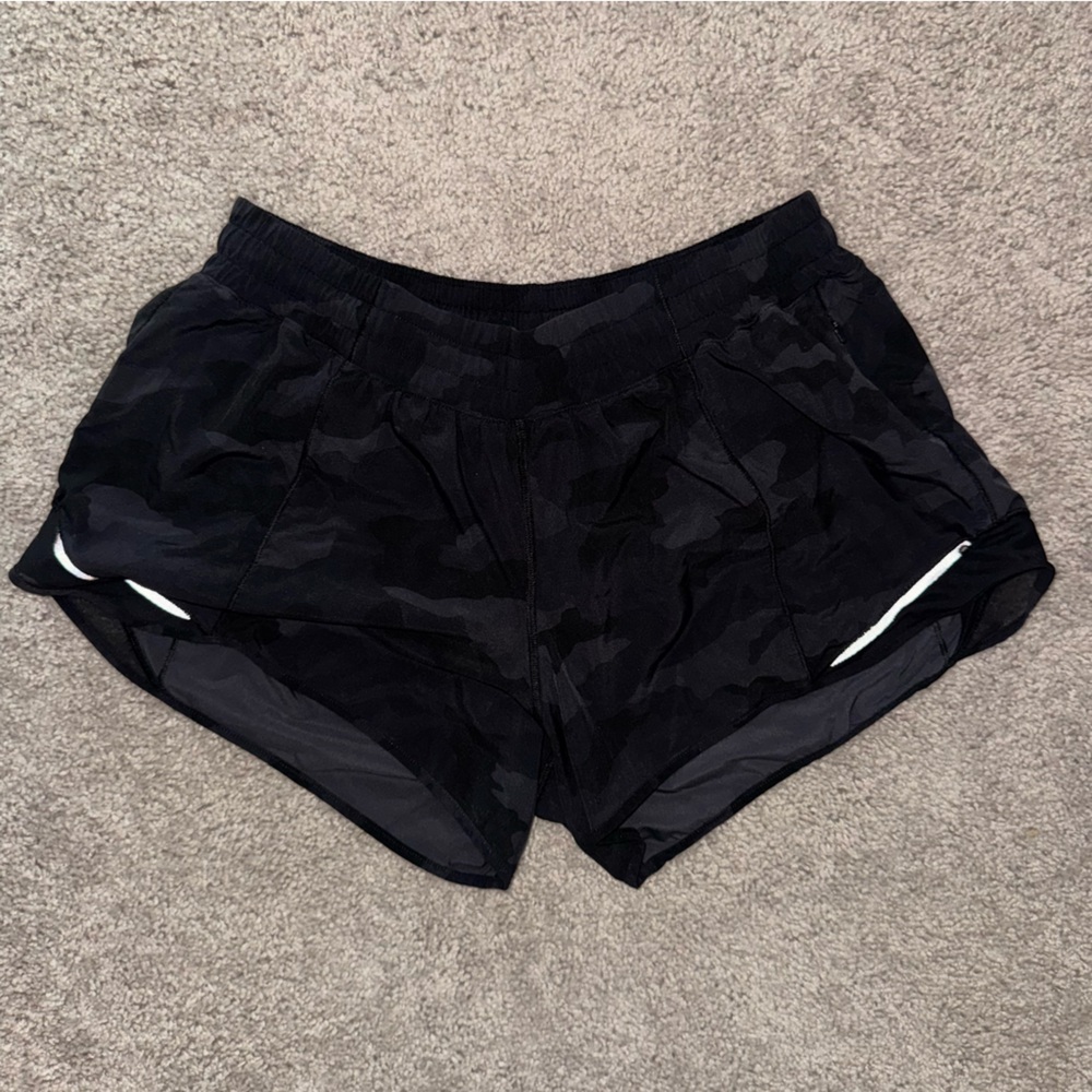 Lululemon Black Camouflage Hotty Hot Shorts